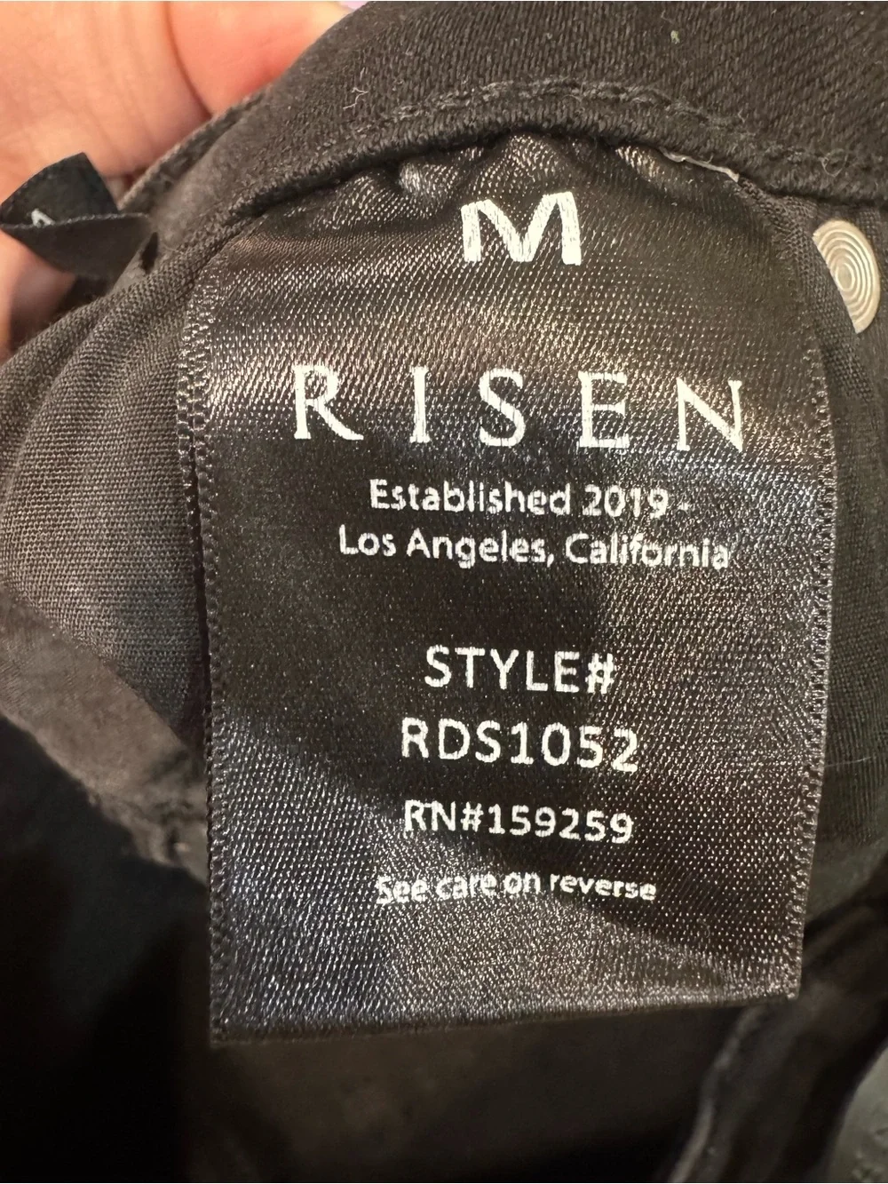Risen Distressed High-Rise Black Denim Shorts